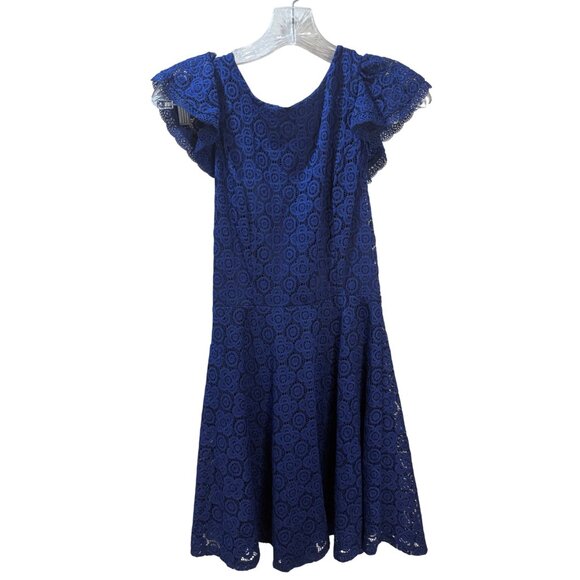 Mi‎ Amore Blue Lace Dress With Ruffle Sleeves Size XS - Picture 1 of 10